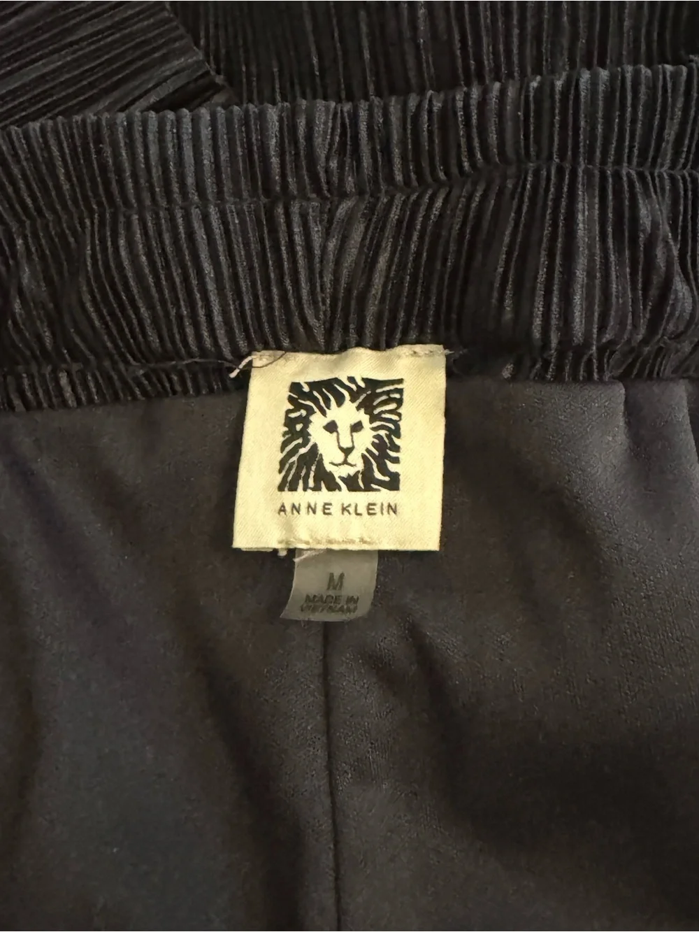 Anne Klein Navy Pleated Waistband Pants